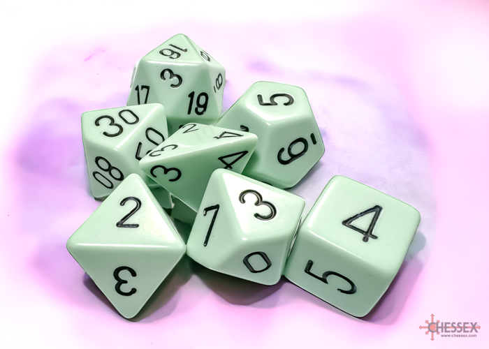Opaque Pastel Green/black Polyhedral 7-Dice Set CHX 25465